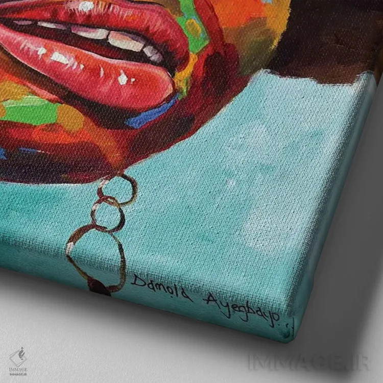 تابلو علیه تمام احتمالات اثر دامولا آیگبایو - نمای نزدیک بافت بوم