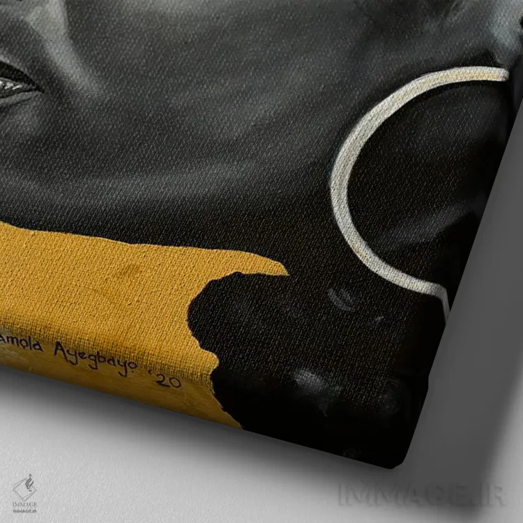 تابلو همزاد اثر دامولا آیگبایو - نمای نزدیک بافت بوم