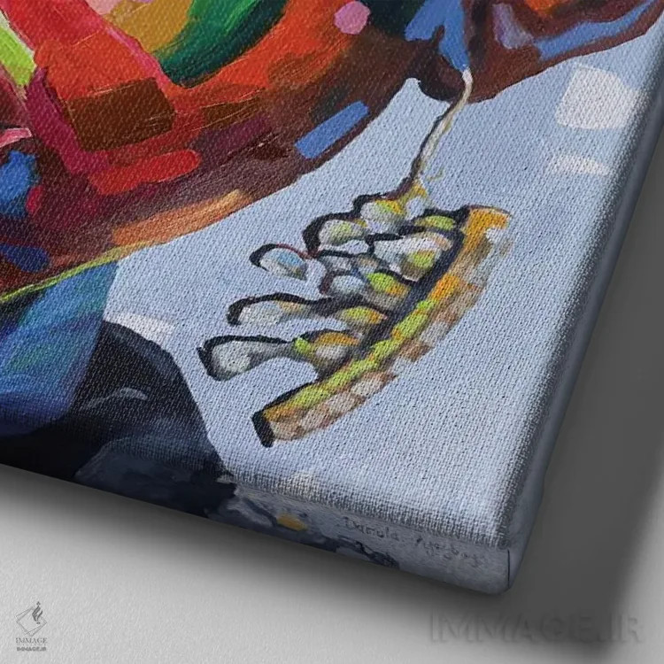 تابلو چشمانداز امید II اثر دامولا آیگبایو - نمای نزدیک بافت بوم