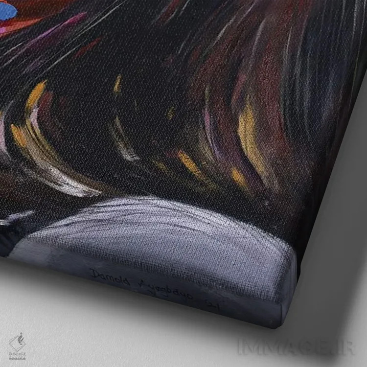 تابلو علیه همهٔ احتمالات III اثر دامولا آیگبایو - نمای نزدیک بافت بوم