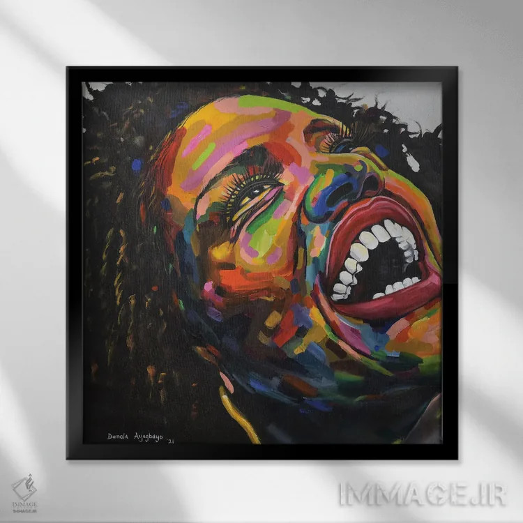 تابلو علیه همهٔ احتمالات II اثر دامولا آیگبایو - نمای قابدار مشکی