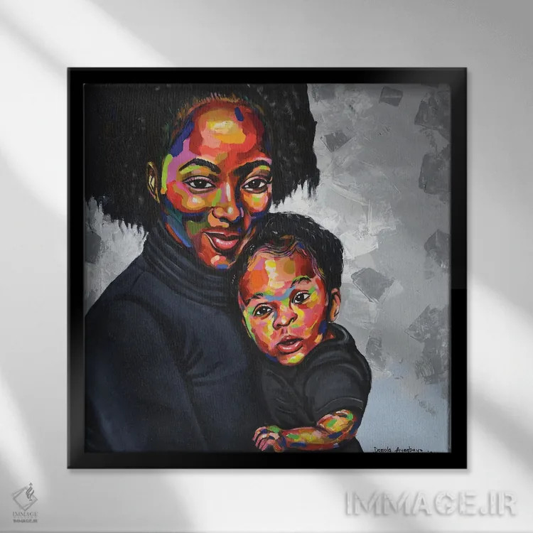 تابلو پیوند مادری II اثر دامولا آیگبایو - نمای قابدار مشکی