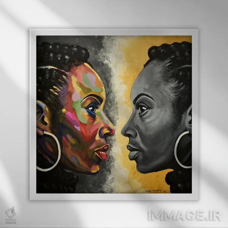 تابلو همزاد اثر دامولا آیگبایو - نمای قابدار سفید