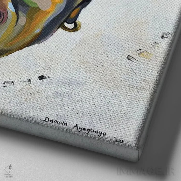 تابلو هر عملی واکنشی دارد (تلافی) اثر دامولا آیگبایو - نمای نزدیک بافت بوم