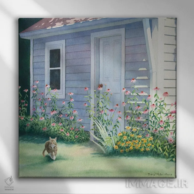 تابلو در کمین - گربه اثر دیانا میلر-پیرس - نمای روبهرو روی دیوار