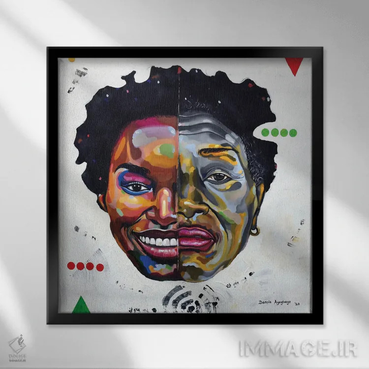 تابلو هر عملی واکنشی دارد (تلافی) اثر دامولا آیگبایو - نمای قابدار مشکی