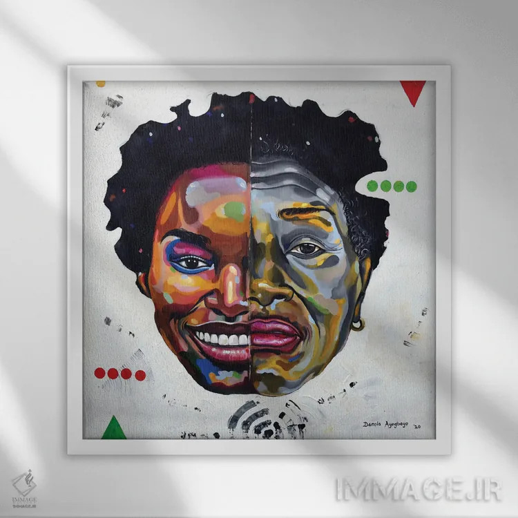 تابلو هر عملی واکنشی دارد (تلافی) اثر دامولا آیگبایو - نمای قابدار سفید