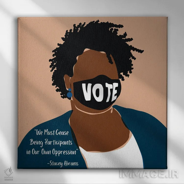 تابلو استیسی آبرامز اثر دومونیک براون - نمای روبهرو روی دیوار