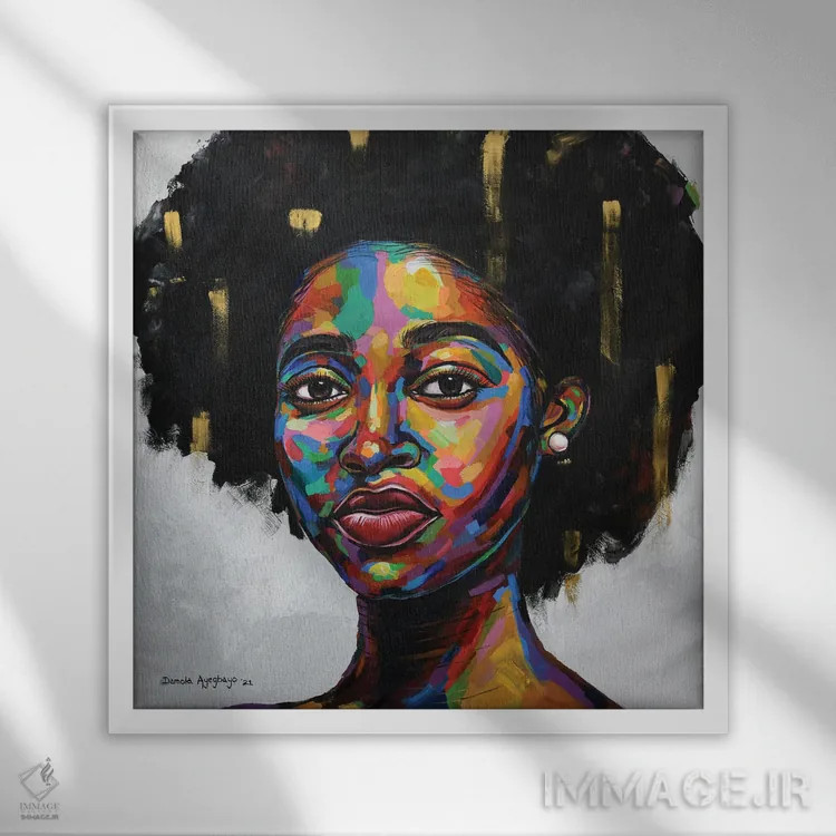 تابلو حالت ذهنی III اثر دامولا آیگبایو - نمای قابدار سفید