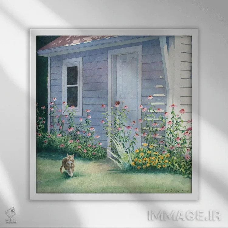 تابلو در کمین - گربه اثر دیانا میلر-پیرس - نمای قابدار سفید