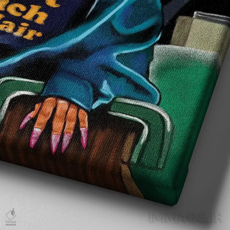 تابلو به موهایم دست نزن اثر دومونیک براون - نمای نزدیک بافت بوم