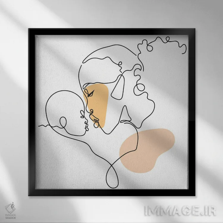 تابلو عشق مادرانه اثر دومونیک براون - نمای قابدار مشکی