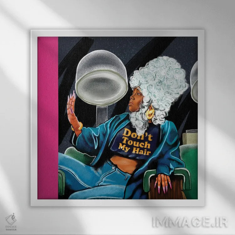 تابلو به موهایم دست نزن اثر دومونیک براون - نمای قابدار سفید