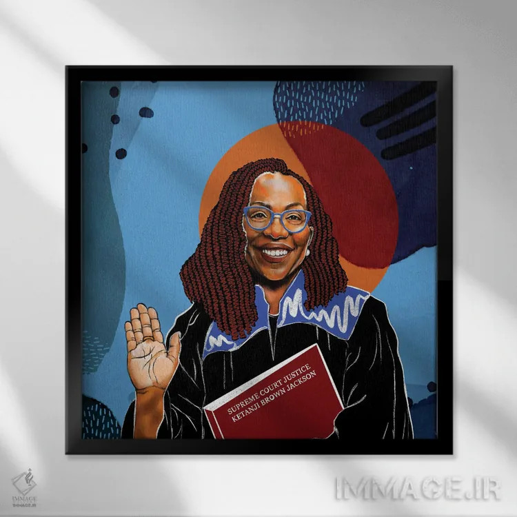 تابلو قاضی دیوان عالی کتانجی براون جکسون اثر دومونیک براون - نمای قابدار مشکی