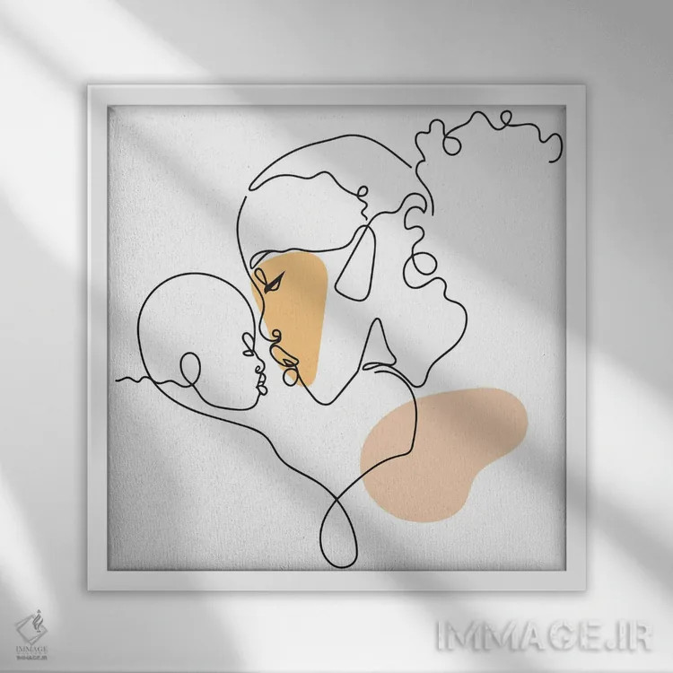 تابلو عشق مادرانه اثر دومونیک براون - نمای قابدار سفید