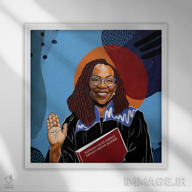 تابلو قاضی دیوان عالی کتانجی براون جکسون اثر دومونیک براون - نمای قابدار سفید