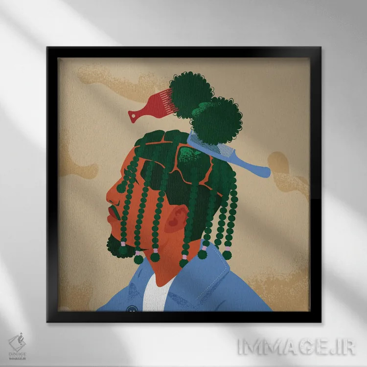 تابلو بافت جعبهای مو اثر دومونیک براون - نمای قابدار مشکی