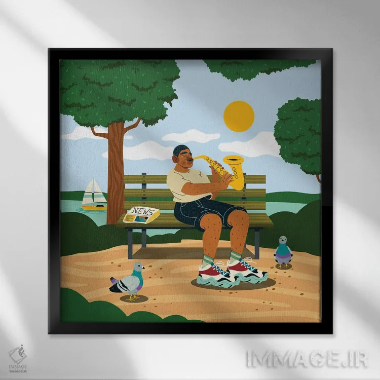 تابلو سونات پارک اثر دومونیک براون - نمای قابدار مشکی