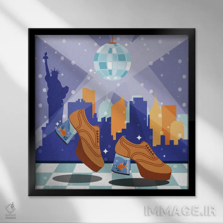 تابلو رقص دیسکو اثر دومونیک براون - نمای قابدار مشکی