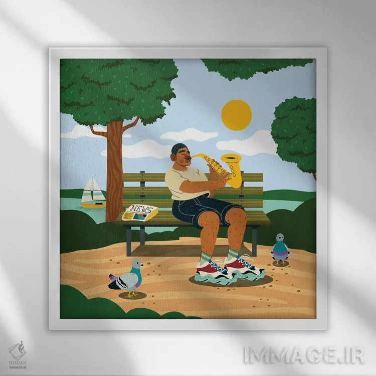 تابلو سونات پارک اثر دومونیک براون - نمای قابدار سفید