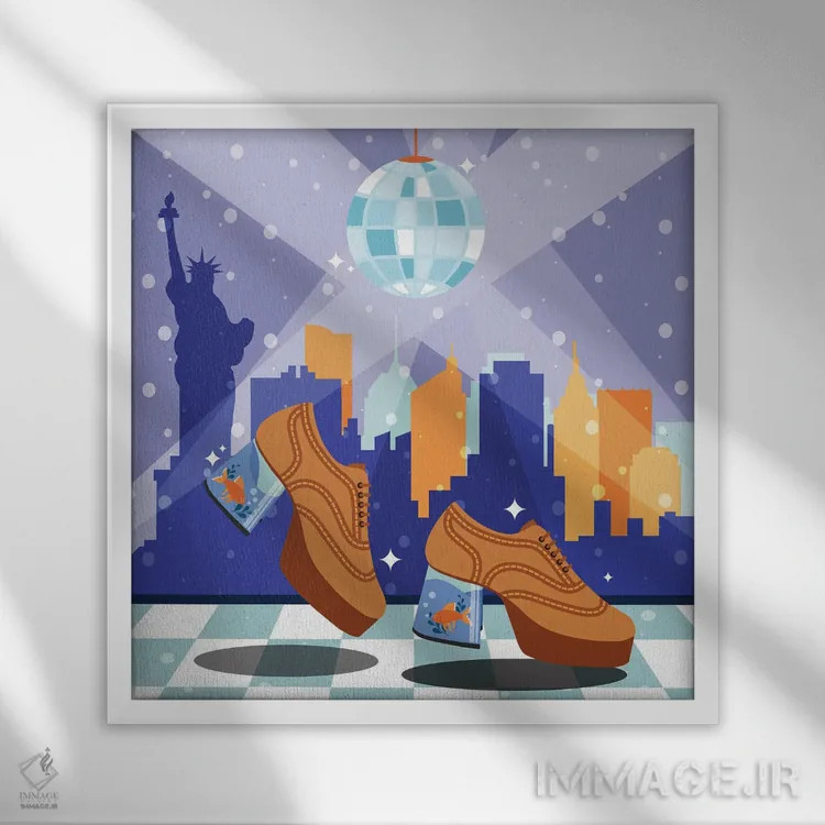 تابلو رقص دیسکو اثر دومونیک براون - نمای قابدار سفید