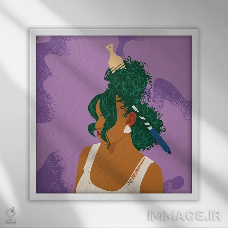 تابلو شینیون (مدل مو بالا) اثر دومونیک براون - نمای قابدار سفید