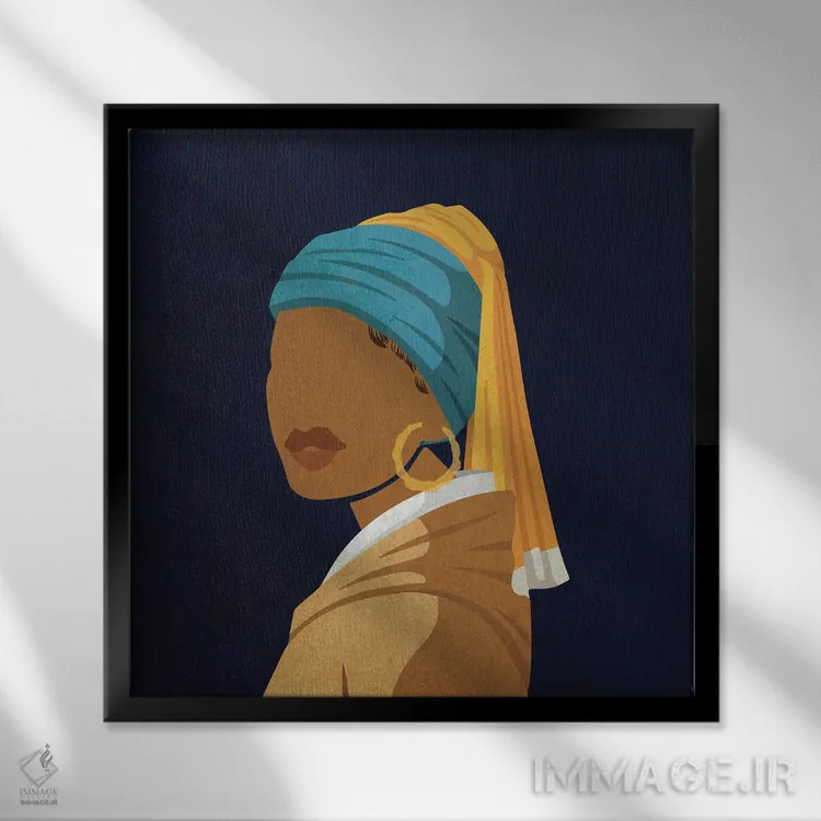 تابلو دختر با گوشواره بامبو اثر دومونیک براون - نمای قابدار مشکی