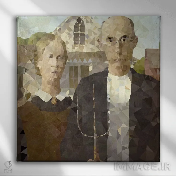 تابلو گوتیک آمریکایی (نسخه دیجیتالی شده) اثر فایو بای فایو کالکتیو - نمای روبهرو روی دیوار