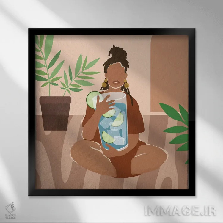 تابلو به یک نوشیدنی نیاز دارم اثر دومونیک براون - نمای قابدار مشکی