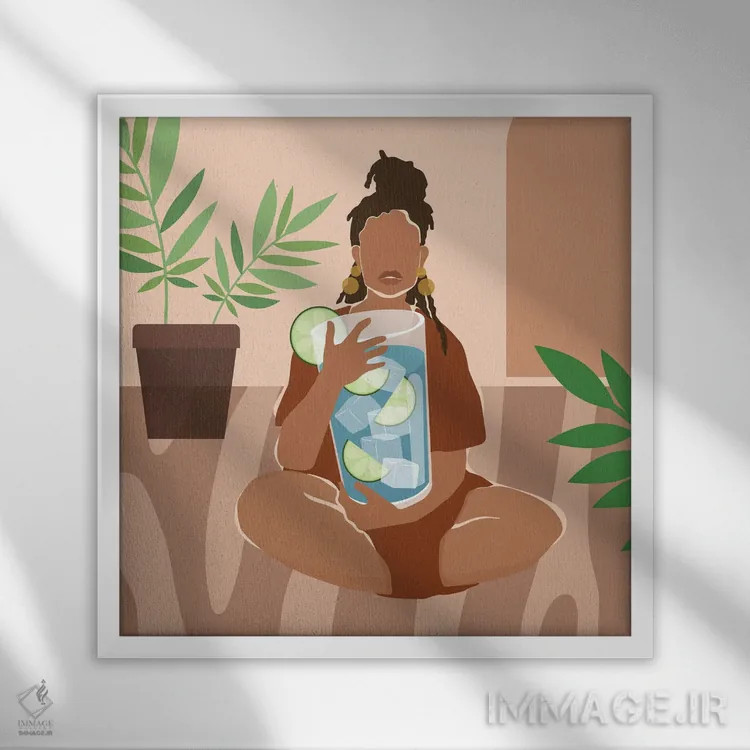 تابلو به یک نوشیدنی نیاز دارم اثر دومونیک براون - نمای قابدار سفید