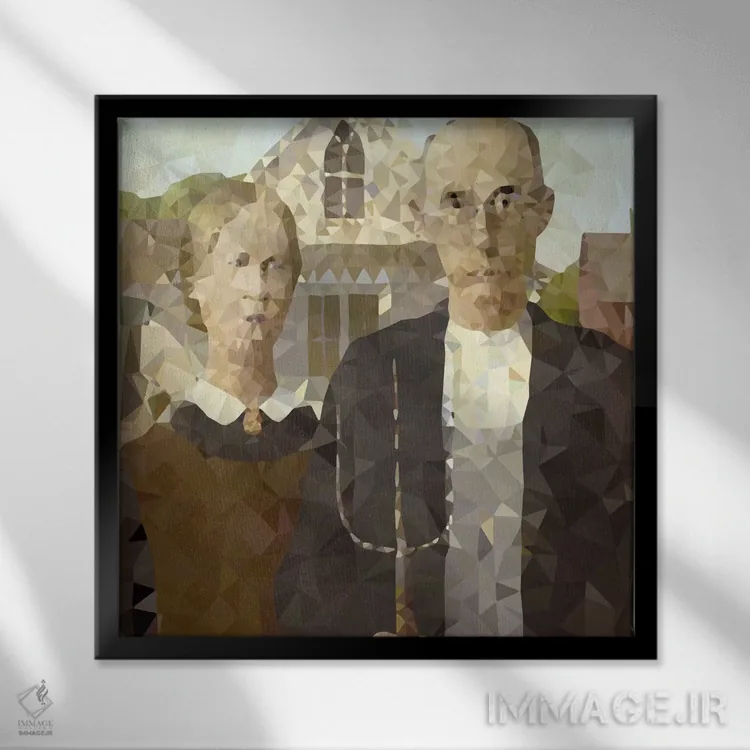 تابلو گوتیک آمریکایی (نسخه دیجیتالی شده) اثر فایو بای فایو کالکتیو - نمای قابدار مشکی