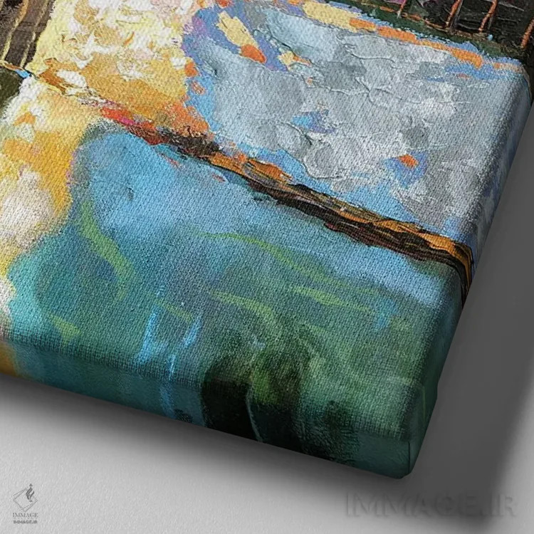 تابلو گوندولا تنها اثر دمیتری اسپیروس - نمای نزدیک بافت بوم