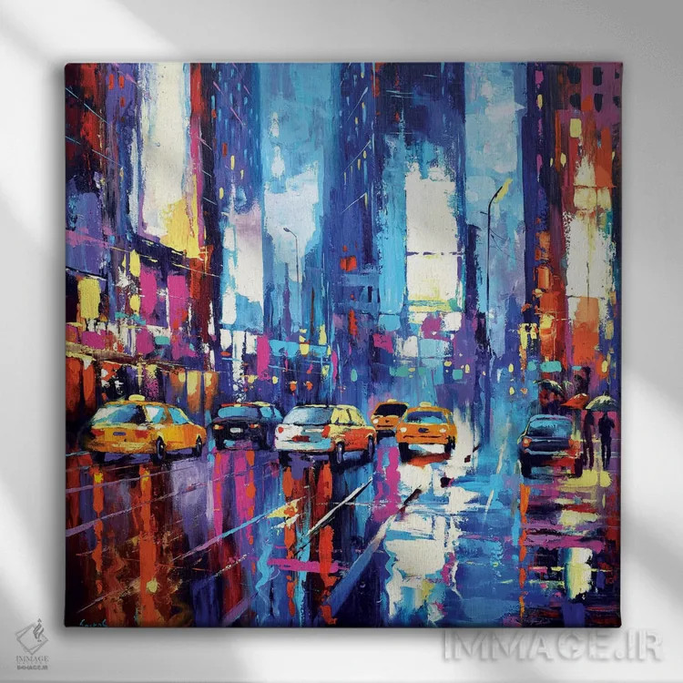 تابلو کالیدوسکوپ شبانه ۱ اثر دمیتری اسپیروس - نمای روبهرو روی دیوار