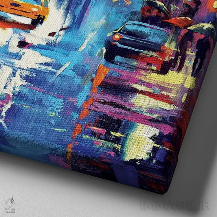 تابلو کالیدوسکوپ شبانه ۱ اثر دمیتری اسپیروس - نمای نزدیک بافت بوم