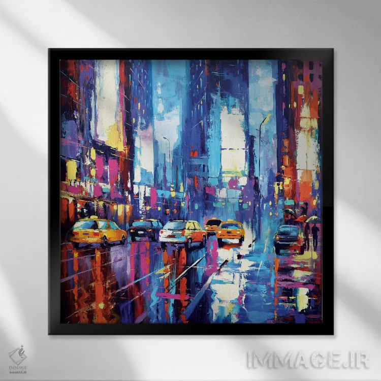 تابلو کالیدوسکوپ شبانه ۱ اثر دمیتری اسپیروس - نمای قابدار مشکی