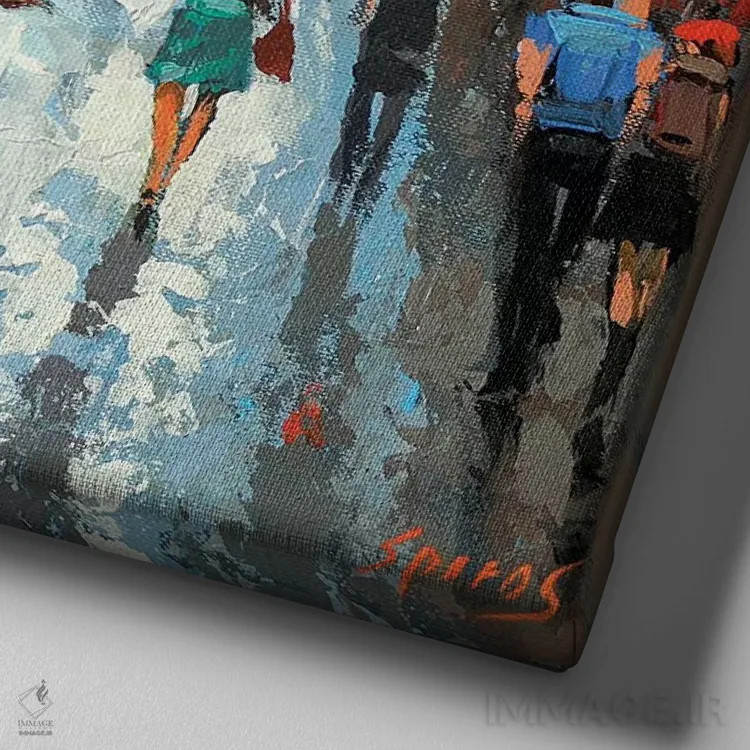 تابلو در یک روز ابری اثر دمیتری اسپیروس - نمای نزدیک بافت بوم