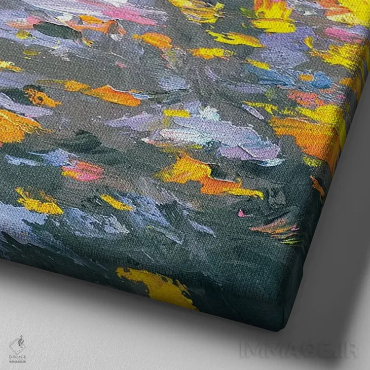 تابلو کوچه بارانی اثر دمیتری اسپیروس - نمای نزدیک بافت بوم