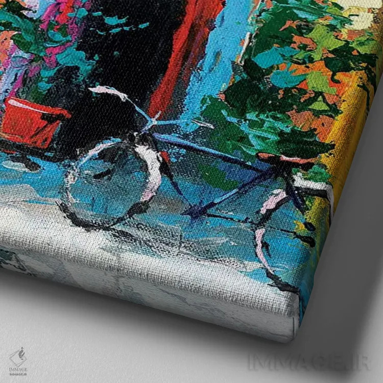 تابلو میخانه قدیمی اثر دمیتری اسپیروس - نمای نزدیک بافت بوم