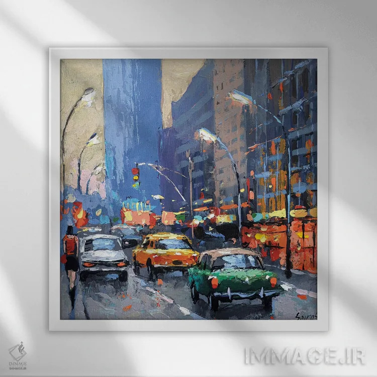 تابلو طرح شبانه اثر دمیتری اسپیروس - نمای قابدار سفید