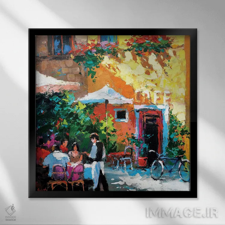 تابلو میخانه قدیمی اثر دمیتری اسپیروس - نمای قابدار مشکی