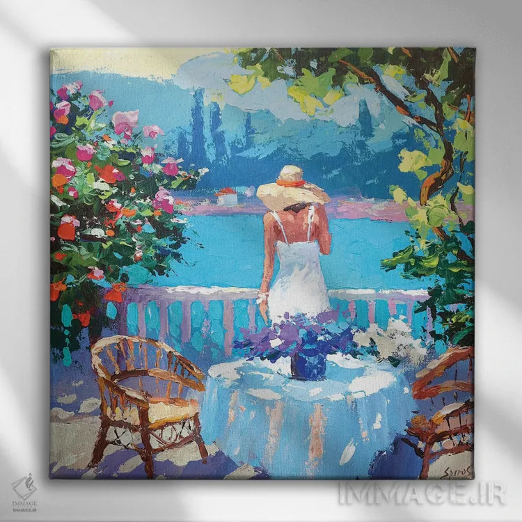 تابلو بالکن تابستانی اثر دمیتری اسپیروس - نمای روبهرو روی دیوار