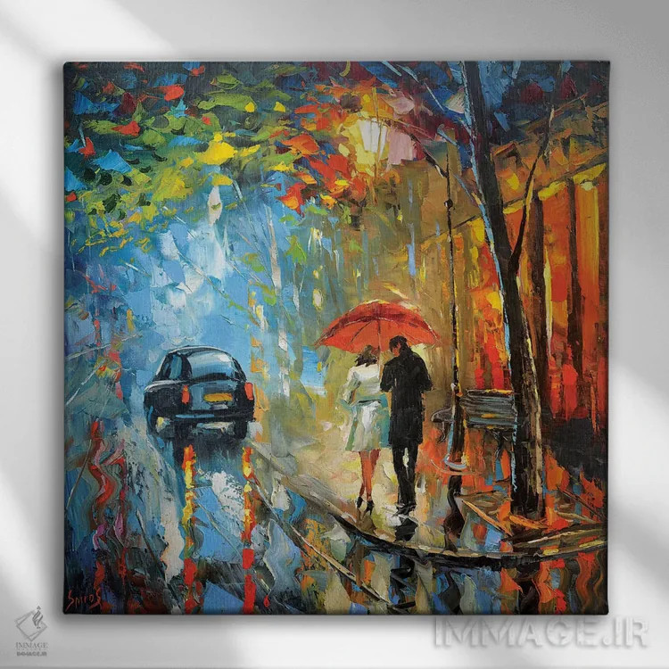 تابلو باران سپتامبر اثر دمیتری اسپیروس - نمای روبهرو روی دیوار