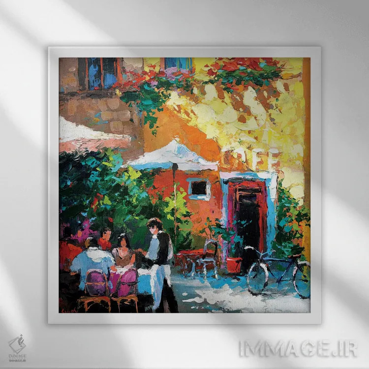 تابلو میخانه قدیمی اثر دمیتری اسپیروس - نمای قابدار سفید