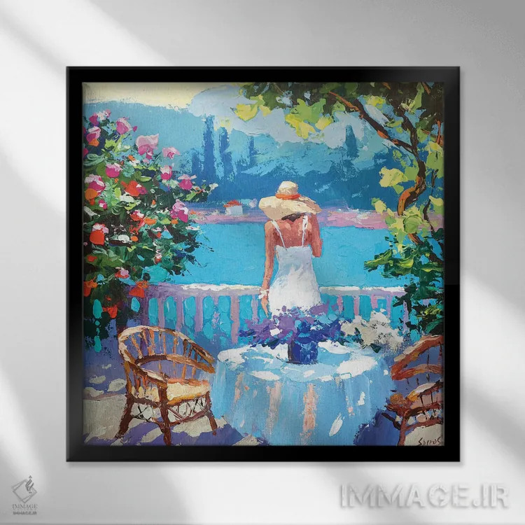 تابلو بالکن تابستانی اثر دمیتری اسپیروس - نمای قابدار مشکی