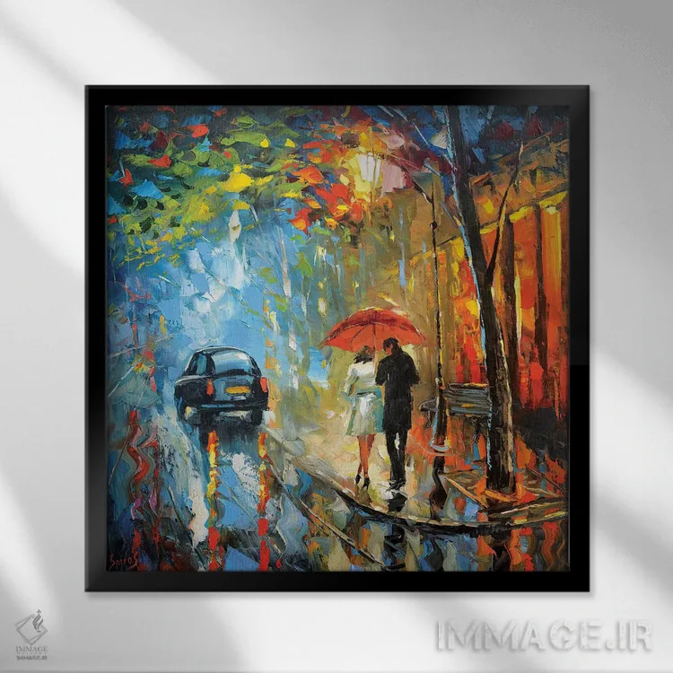 تابلو باران سپتامبر اثر دمیتری اسپیروس - نمای قابدار مشکی