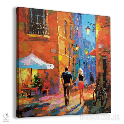 تابلو قدمزنی در خیابانهای شبانه اثر دمیتری اسپیروس - نمای پرسپکتیو محصول