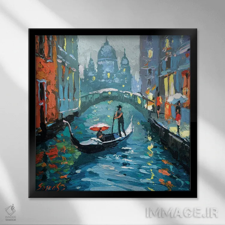 تابلو کانالهای ونیزی اثر دمیتری اسپیروس - نمای قابدار مشکی