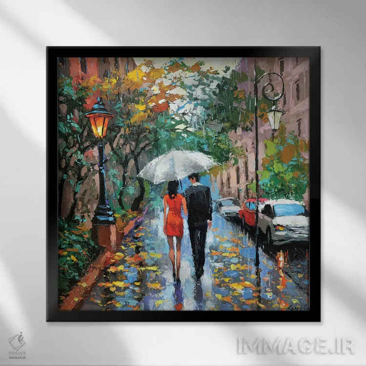 تابلو امروز بارانی است اثر دمیتری اسپیروس - نمای قابدار مشکی