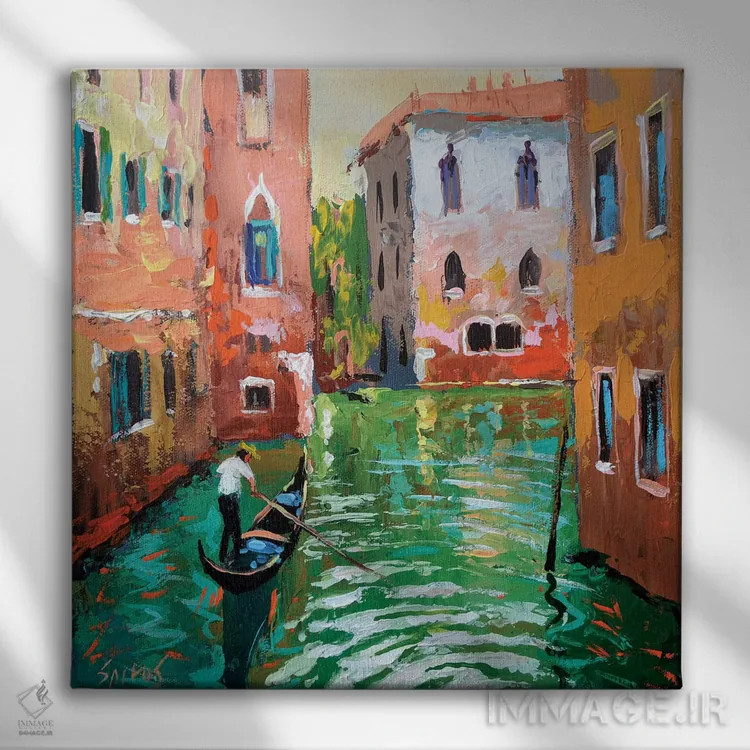 تابلو موج زیر پاروهای گوندولا اثر دمیتری اسپیروس - نمای روبهرو روی دیوار