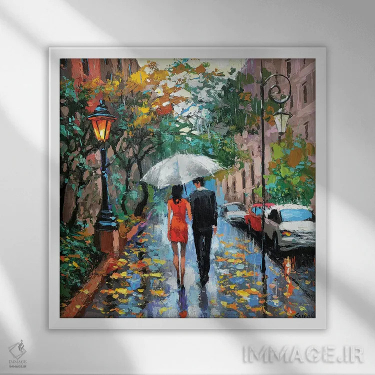 تابلو امروز بارانی است اثر دمیتری اسپیروس - نمای قابدار سفید